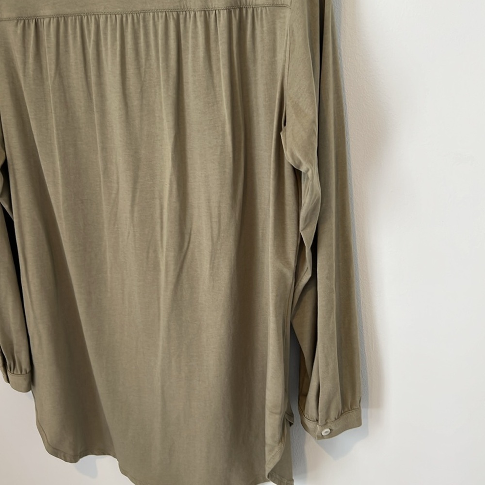 Lands End Womens Long Sleeve A-line Tunic Button Up Top Sunwashed Olive Medium - Picture 16 of 16
